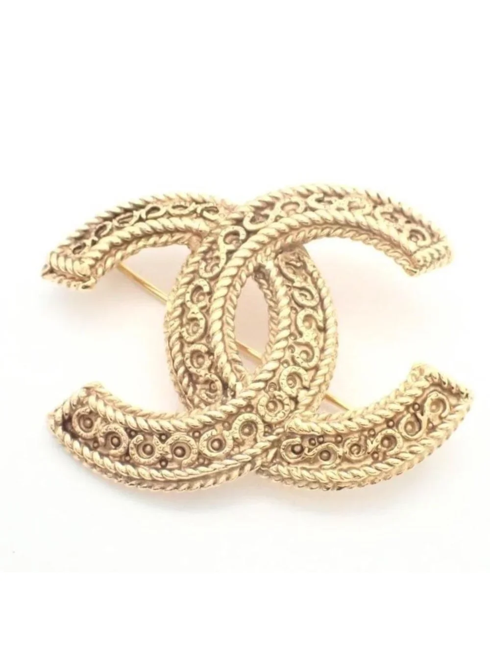 Chanel Brooch CC Logo Gold Vintage
